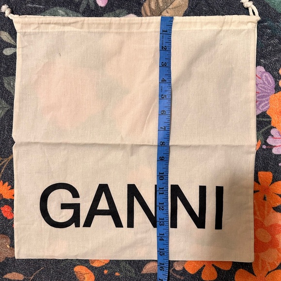 New GANNI dust bag large for shoes or purse cream black canvas travel tote - Picture 4 of 5